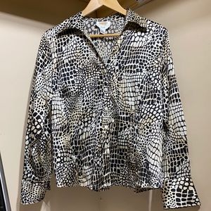 Talbots Petites Silk Animal Print Top Size 12